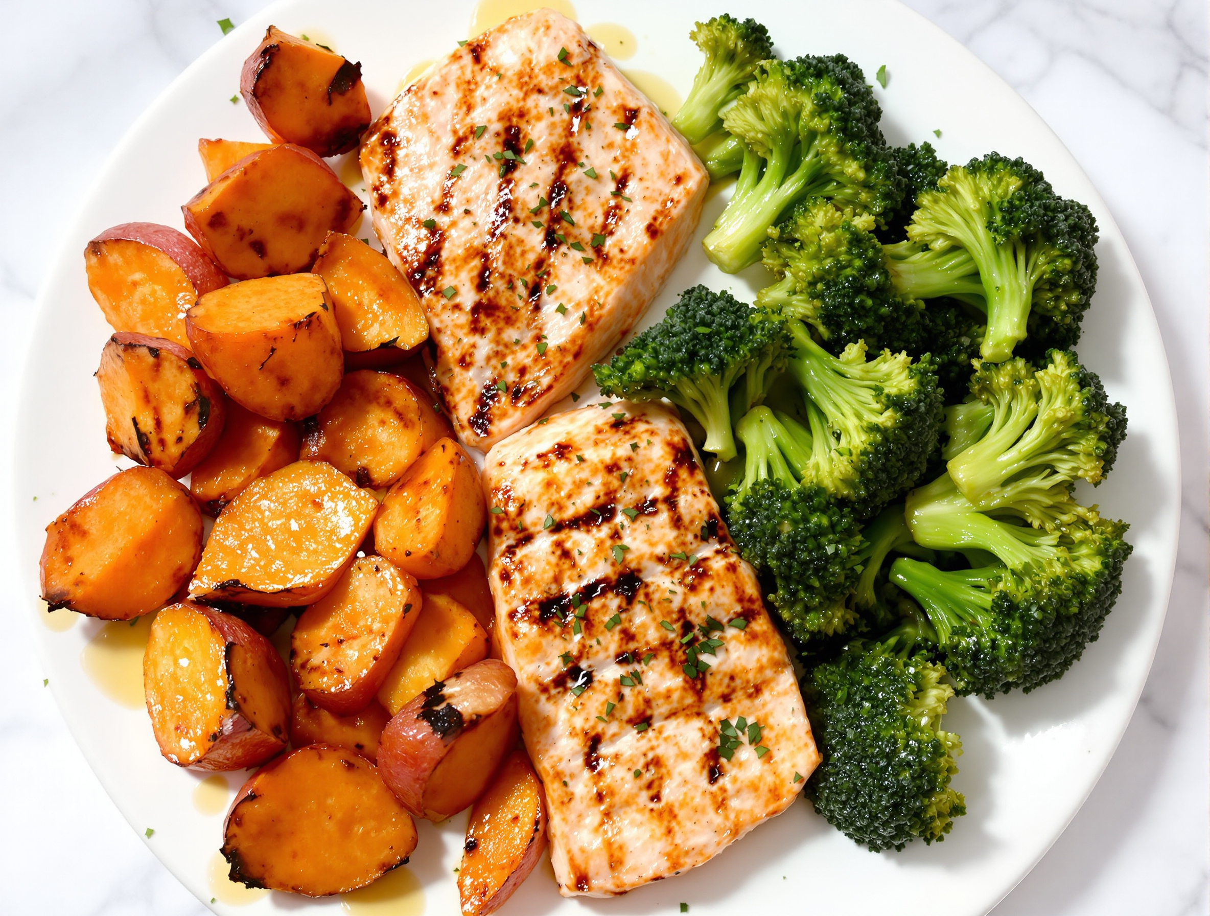 assiette prise de masse saumon patate douce brocoli