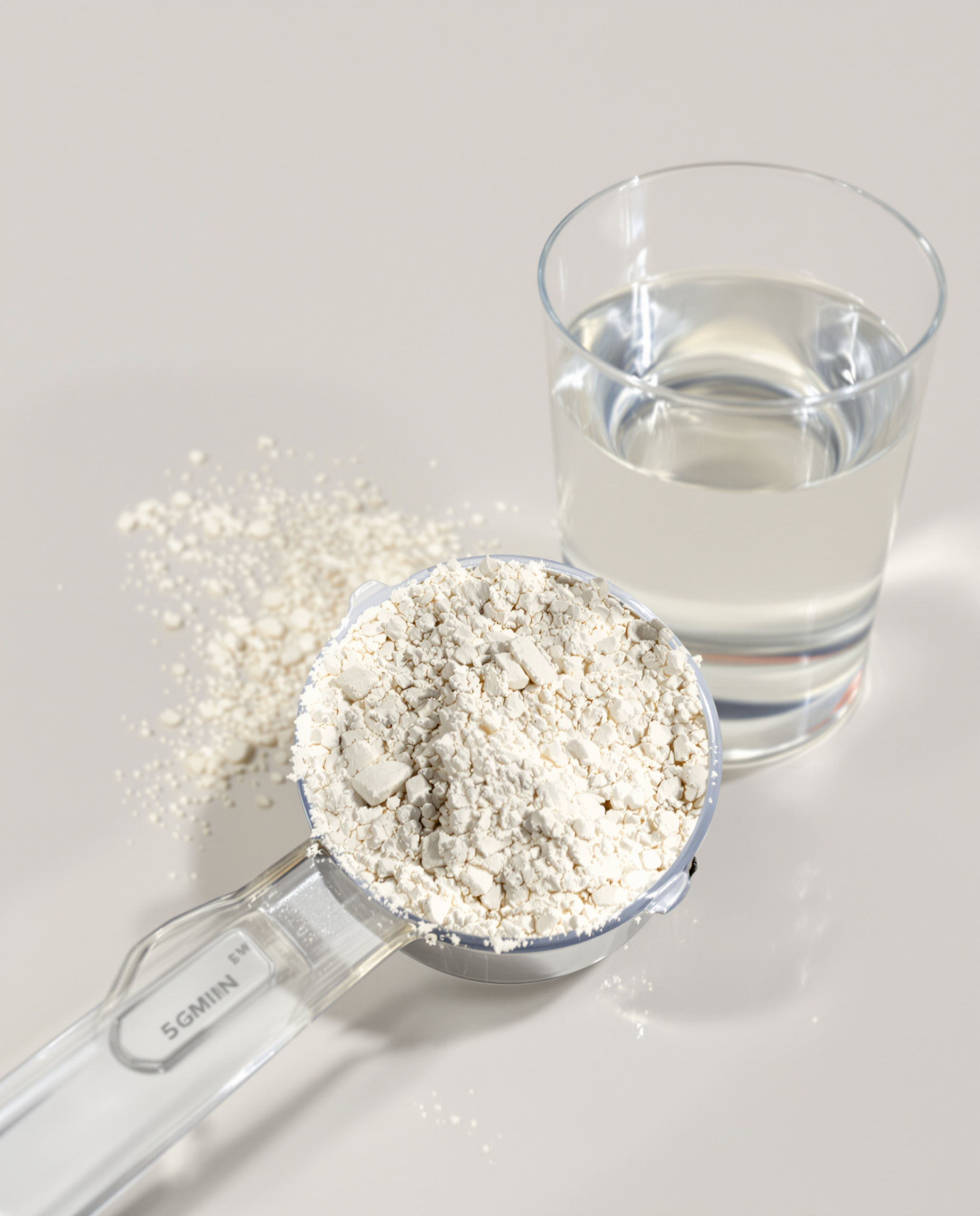 cuillère doseuse 5g créatine monohydrate verre eau simplicité
