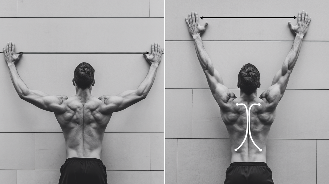 Wall Slide homme musculation dos contre mur bras glissés