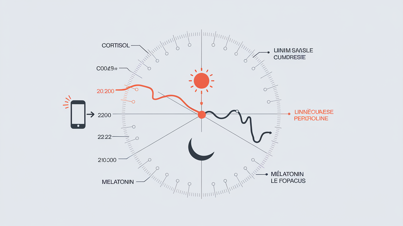 schéma rythme circadien cortisol matin mélatonine soir inhibition écran